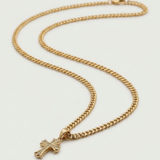 Polished Edge Iced Cross Cuban Necklace For Men