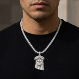 Iced Rose Portrait Pendant Tennis Necklace For Men