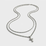 15mm Double Layer Crucifix Necklace For Men