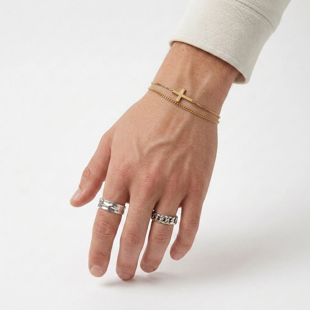 Stainless Steel Cross Chain Bracelet For Men
