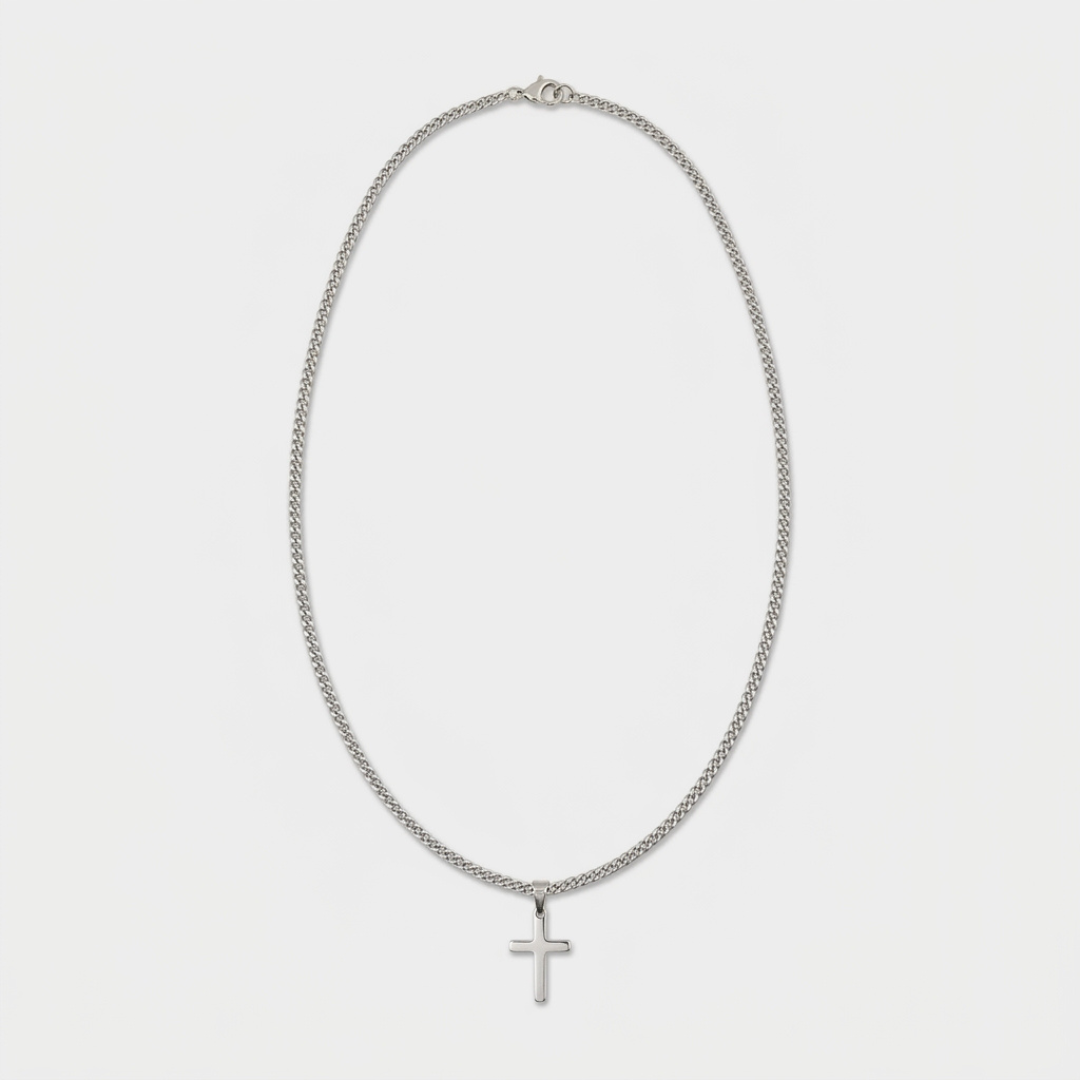 Stainless Steel Cross Chain Necklace For Men