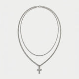 15mm Double Layer Crucifix Necklace For Men