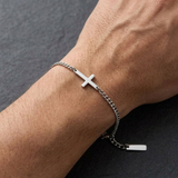 Stainless Steel Cross Chain Bracelet For Men