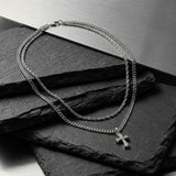15mm Double Layer Crucifix Necklace For Men