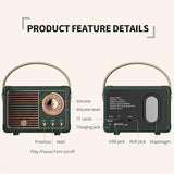 Retro Bluetooth Speaker with Rechargeable Battery
