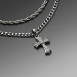 15mm Double Layer Crucifix Necklace For Men