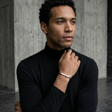 Silver-Tone Rectangular Cuff Bracelet For Men