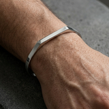 Silver-Tone Rectangular Cuff Bracelet For Men