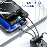 20000mAh Power Bank with Integrated Charging Cables